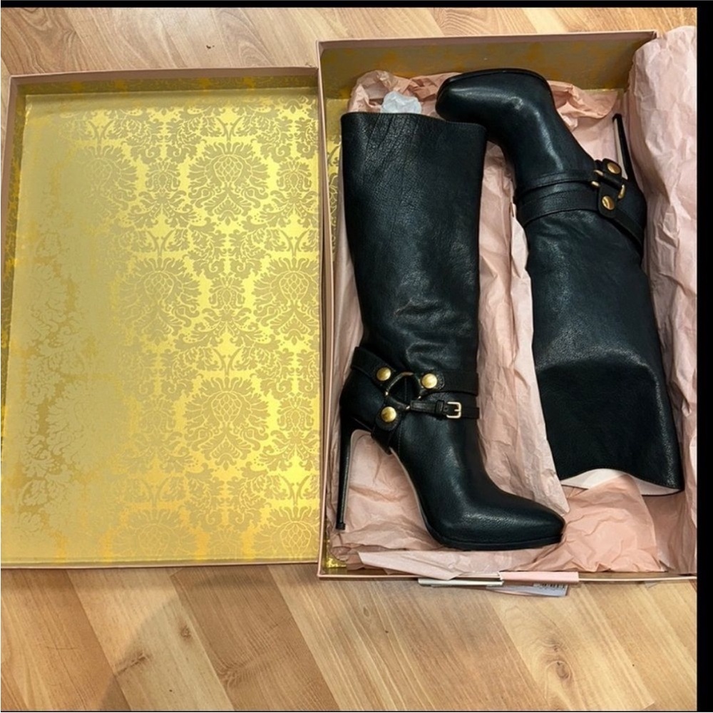 MIU MIU NIB Calzature Donna Buffalo Black leather Boots Size 40 US 10